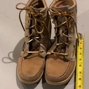 Tan Lace-Up Boots, sperry size 8.5